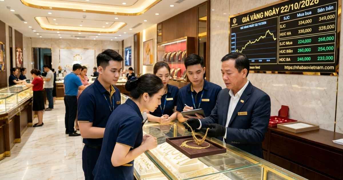 Giá vàng ngày 22/10/2026: Chênh lệch mua bán gây chú ý