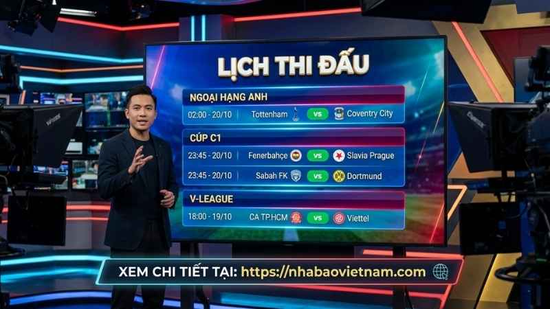 Cập nhật lịch thi đấu bóng đá hôm nay mới nhất