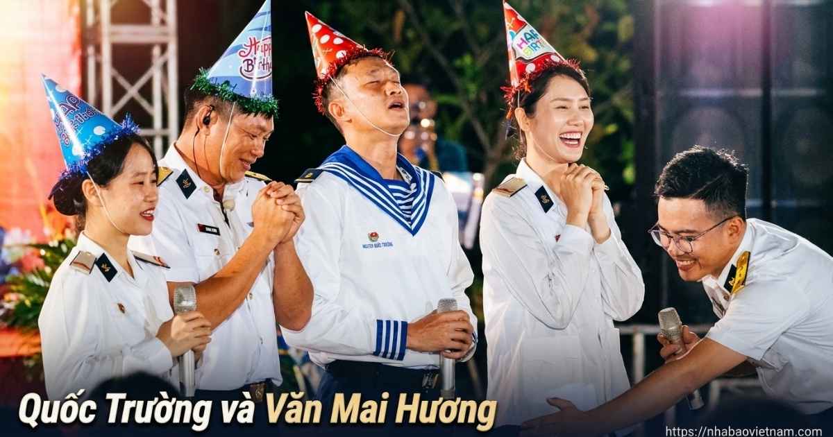 Quốc Trường và Văn Mai Hương đến Trường Sa gây chú ý